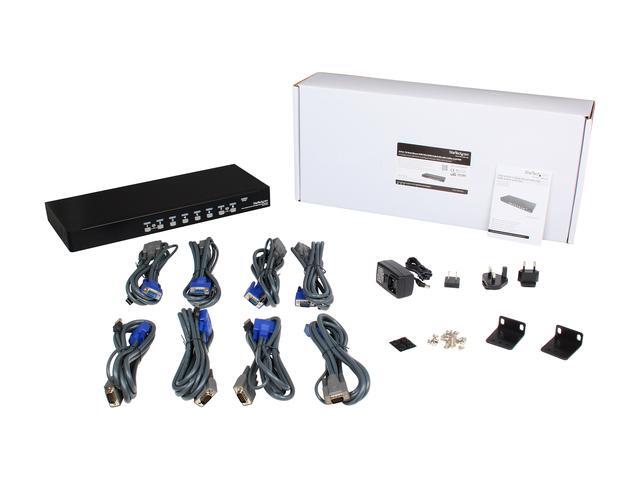 StarTech.com SV831DUSBUK 8 Port 1U Rackmount USB KVM Switch Kit With OSD And Cables - Rack Mount KVM - VGA KVM Switch - 8 Port KVM Switch
