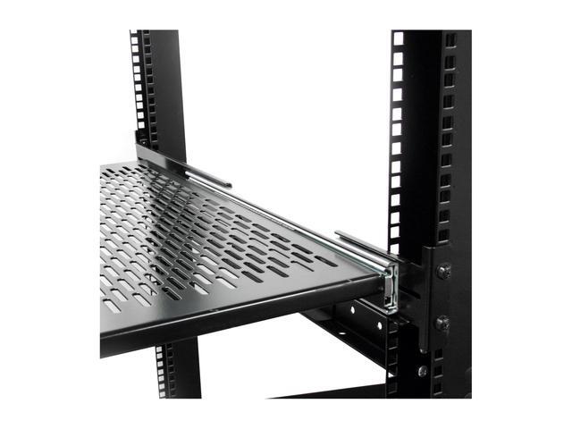 StarTech.com UNISLDSHF19 2U Adjustable Mounting Depth Vented Sliding Rack Mount Shelf - 50 Lbs / 22.7 Kg - Sliding Server Rack Shelf - Server Cabinet Shelf