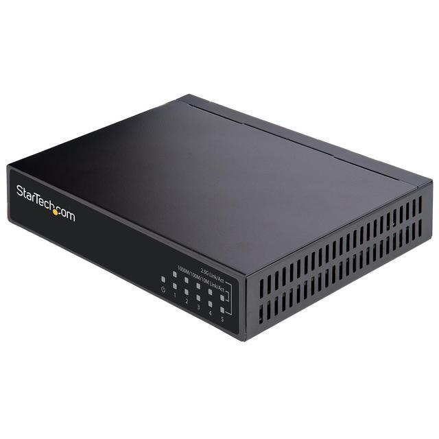 StarTech.com Unmanaged 2.5G Switch 5 Port 2.5GBASE-T Unmanaged Ethernet Switch Din Rail Wall Mount Multi-Gigabit Auto-MDIX 9K Jumbo