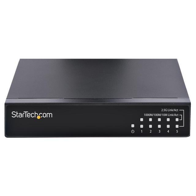 StarTech.com Unmanaged 2.5G Switch 5 Port 2.5GBASE-T Unmanaged Ethernet Switch Din Rail Wall Mount Multi-Gigabit Auto-MDIX 9K Jumbo