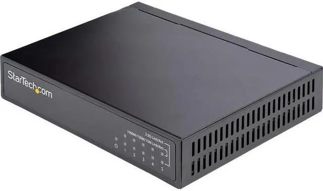 StarTech.com Unmanaged 2.5G Switch 5 Port 2.5GBASE-T Unmanaged Ethernet Switch Din Rail Wall Mount Multi-Gigabit Auto-MDIX 9K Jumbo