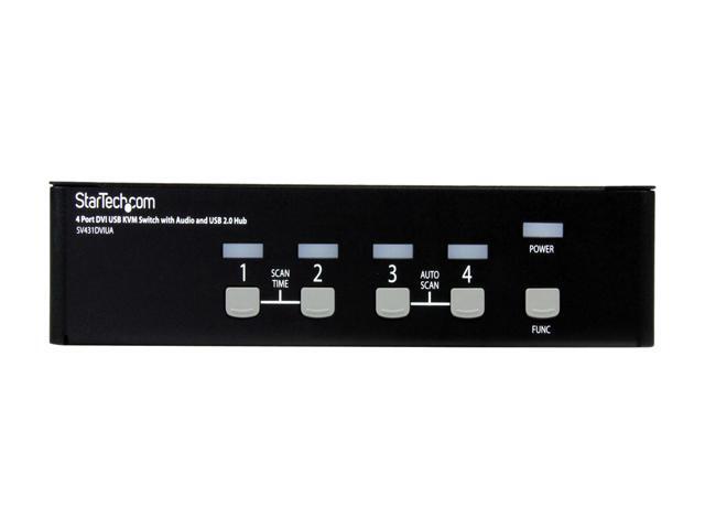 StarTech SV431DVIUA 4-Port KVM Switch For DVI Computers - 1U Rack-Mount KVM Switch With Audio - DVI KVM Switch -2 Port - 1U