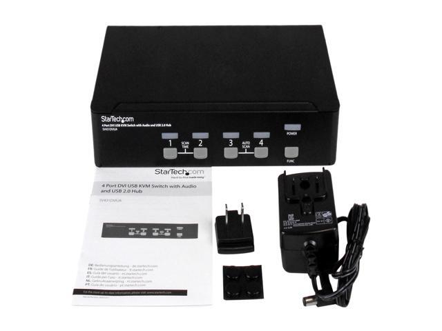 StarTech SV431DVIUA 4-Port KVM Switch For DVI Computers - 1U Rack-Mount KVM Switch With Audio - DVI KVM Switch -2 Port - 1U