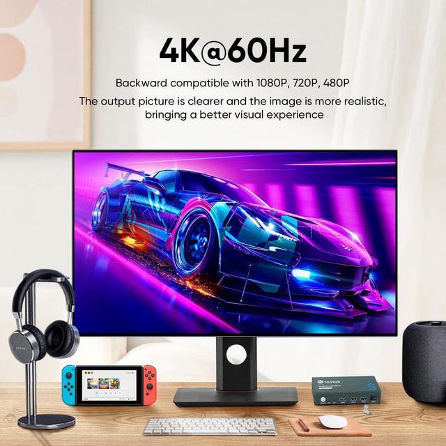 Steetek 2 Port DP USB 3.0 KVM Switch 4K 60Hz KVM Switch Displayport 2 In 1 Out. KVM Switch For 2 Computer Share 1 Monitor And USB 3.0 Hub Button Switch With 2 DP And 2 USB 3.0 Cable