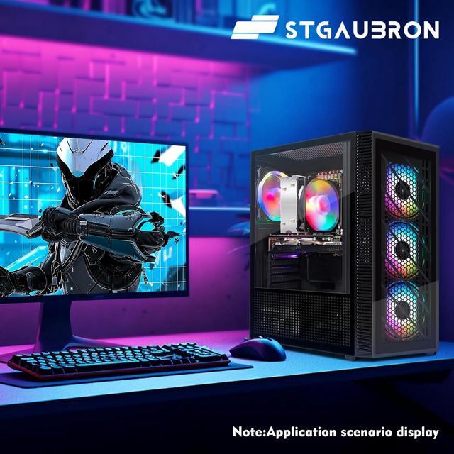 STGAubron Gaming Desktop PC AMD Athlon 3000G 3.5G Radeon RX 580 16G GDDR5 16G RAM 512G SSD 600M WiFi BT 5.0 RGB Fan X 4 RGB Keyboard & Mouse & Mouse Pad W11H64