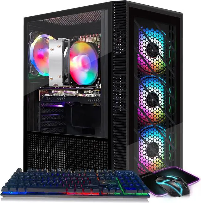 STGAubron Gaming Desktop PC AMD Athlon 3000G 3.5G Radeon RX 580 16G GDDR5 16G RAM 512G SSD 600M WiFi BT 5.0 RGB Fan x 4 RGB Keyboard & Mouse & Mouse Pad W11H64