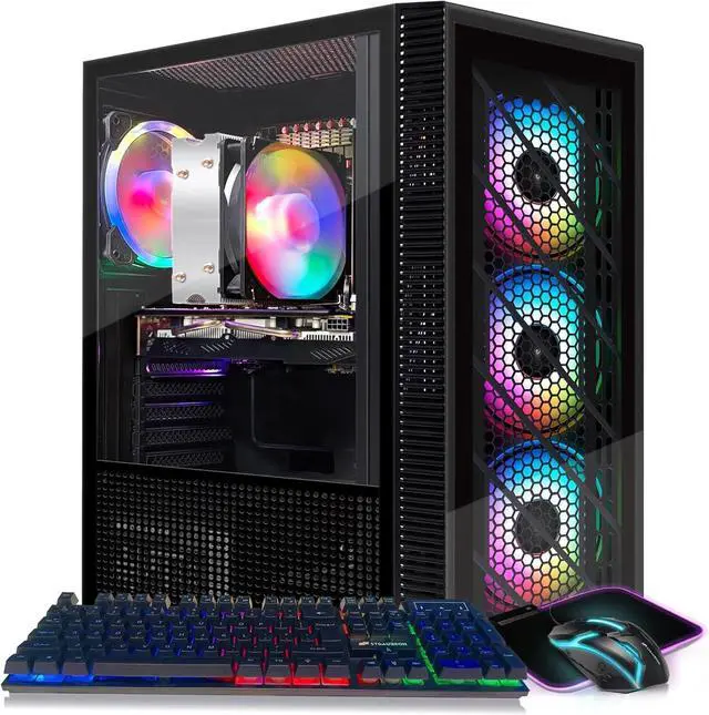 STGAubron Gaming Desktop PC AMD Ryzen 3 3200G 3.6 GHz Radeon RX 580 16G GDDR5 16G DDR4 512G SSD 600M WiFi BT 5.0 RGB Fan x 4 Windows 11 Home