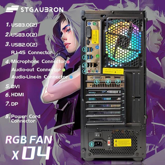 STGAubron Gaming Desktop PC Radeon RX 580 8G GDDR5 AMD Athlon 3000G 3.5G 16G RAM 512G SSD 600M WiFi BT 5.0 RGB Fan X 4 RGB Keyboard & Mouse & Mouse Pad W11H64
