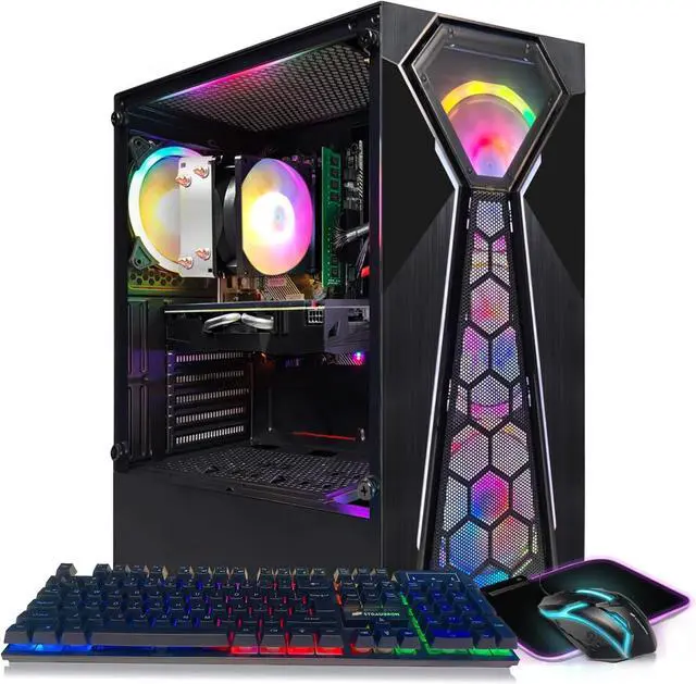 STGAubron Gaming Desktop PC Radeon RX 580 8G GDDR5 AMD Athlon 3000G 3.5G 16G RAM 512G SSD 600M WiFi BT 5.0 RGB Fan x 4 RGB Keyboard & Mouse & Mouse Pad W11H64