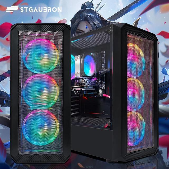 STGAubron Gaming Desktop PC Radeon RX 590 8G GDDR5 AMD Athlon 3000G 3.5G 16G DDR4 Memory 512G SSD 600M WiFi BT 5.0 RGB Fan X 4 RGB Keyboard & Mouse & Mouse Pad W11H64