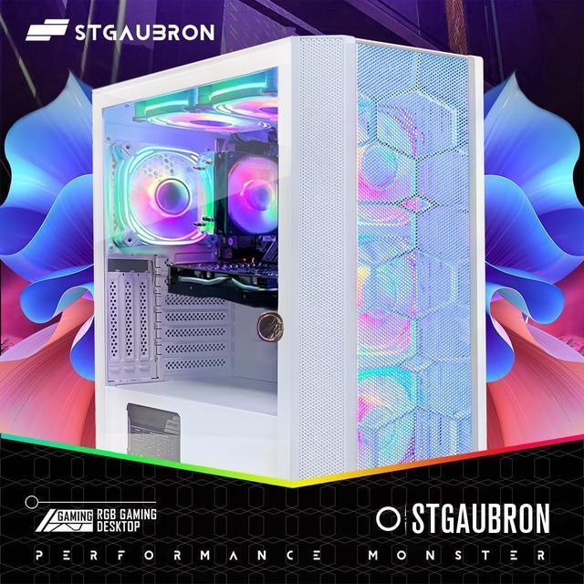 STGAubron Gaming PC Computer Desktop AMD Ryzen 5 5500 Up To 4.2GHz GeForce RTX 2060 Super 8G 16GB DDR4 RAM 1TB SSD WiFi 6 5G Supported & BT 5.2 RGB Fan X6 Windows 11 Home