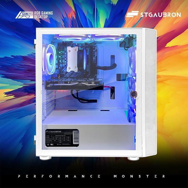 STGAubron Gaming PC Computer Desktop AMD Ryzen 5 5500 Up To 4.2GHz GeForce RTX 2060 Super 8G 16GB DDR4 RAM 1TB SSD WiFi 6 5G Supported & BT 5.2 RGB Fan X6 Windows 11 Home