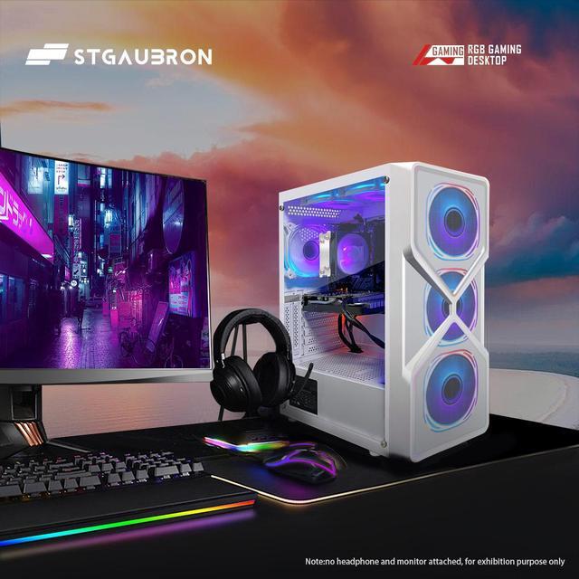 STGAubron Gaming PC Computer Desktop AMD Ryzen 5 5500 Up To 4.2GHz GeForce RTX 2060 6G Graphics 16G DDR4 RAM 1TB SSD WiFi 6 5G & BT 5.2 RGB Fan X6 Windows 11 Home