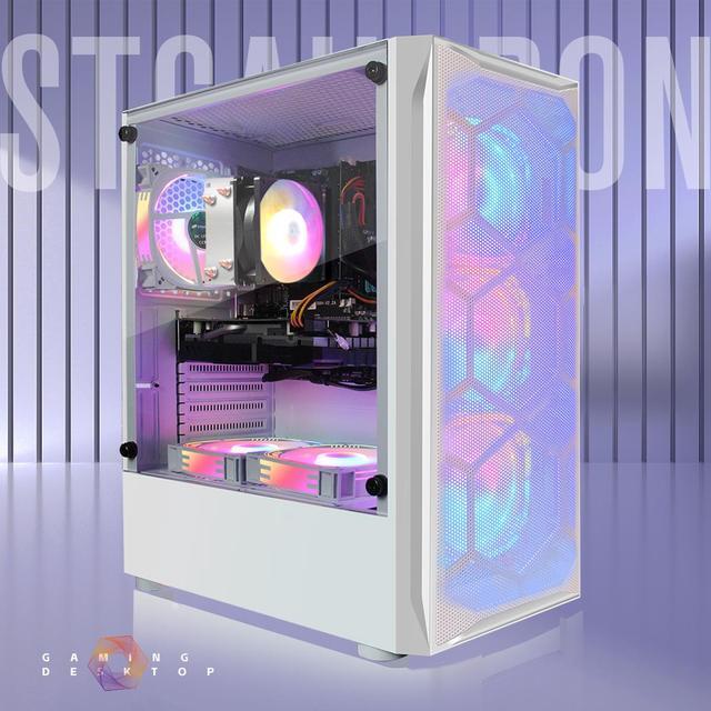 STGAubron Gaming PC Computer Desktop AMD Ryzen 5 5500 Up To 4.2Ghz GeForce RTX 2060 6G Graphics 16G DDR4 RAM 1T SSD WiFi 6 BT 5.2 RGB Fan X6 Windows 11 Home