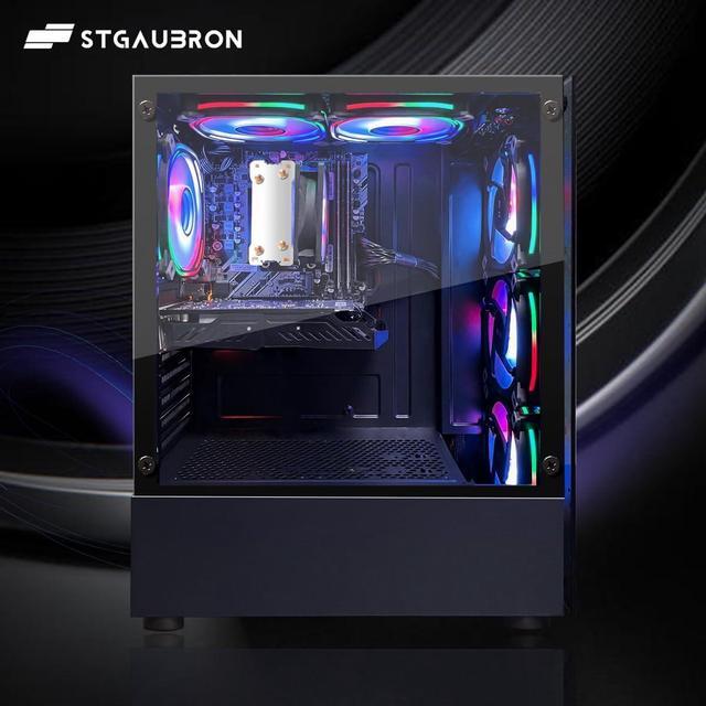STGAubron Gaming PC Computer Desktop AMD Ryzen 5 5500 Up To 4.2GHz GeForce RTX 3050 6G Graphics 32G DDR4 RAM 1TB SSD WiFi 6 5G & BT 5.2 RGB Fan X6 Windows 11 Home