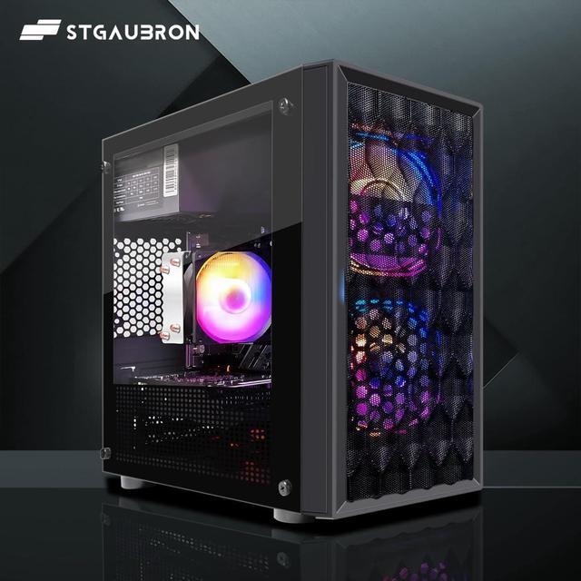 STGAubron Gaming PC Computer Desktop AMD Ryzen 5 5500 Up To 4.2GHz GeForce RTX 3050 6G 16GB DDR4 RAM 512GB SSD WiFi 6 5G Supported & BT 5.2 RGB Fan X2 Windows 11 Home