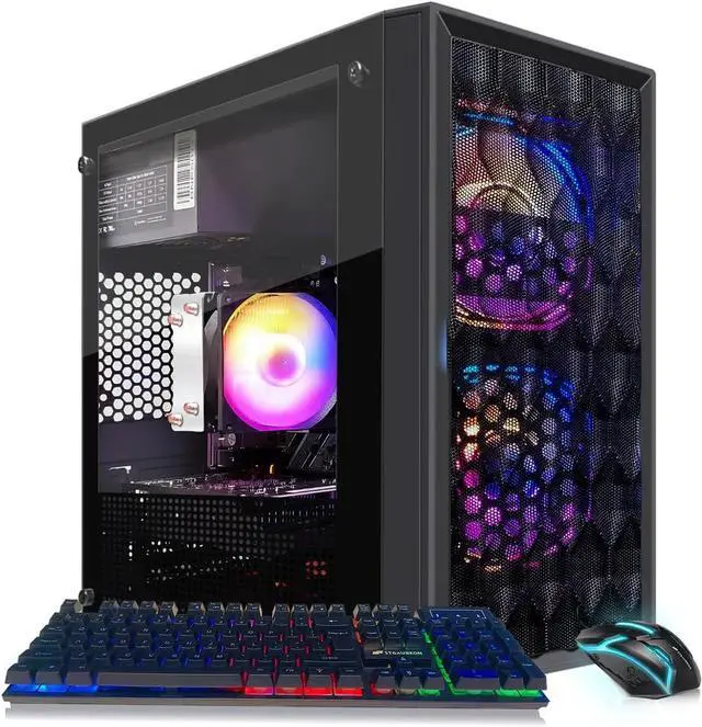 STGAubron Gaming PC Computer Desktop AMD Ryzen 5 5500 up to 4.2GHz GeForce RTX 3050 6G 16GB DDR4 RAM 512GB SSD WiFi 6 5G Supported & BT 5.2 RGB Fan x2 Windows 11 Home