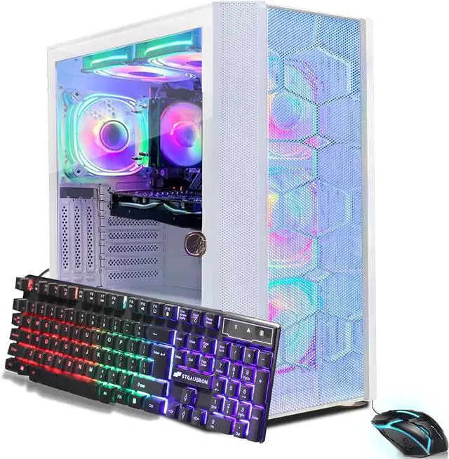 STGAubron Gaming PC Computer Desktop AMD Ryzen 5 5500 up to 4.2GHz GeForce RTX 2060 Super 8G 16GB DDR4 RAM 1TB SSD WiFi 6 5G Supported & BT 5.2 RGB Fan x6 Windows 11 Home