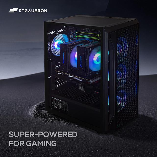 STGAubron Gaming PC Computer Desktop GeForce GTX 1660 Super 6G Dual Intel I7 Xeon E5 Up To 3.7GHz 16G DDR4 1T SSD 600M WiFi BT 5.0 RGB Fan X4 RGB Mouse Pad Windows 10 Pro
