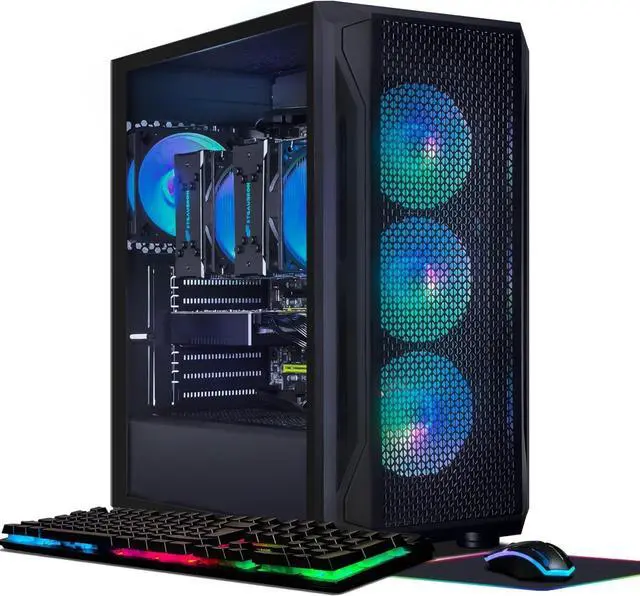 STGAubron Gaming PC Computer Desktop GeForce GTX 1660 Super 6G Dual Intel i7 Xeon E5 up to 3.7GHz 16G DDR4 1T SSD 600M WiFi BT 5.0 RGB Fan x4 RGB Mouse Pad Windows 10 Pro