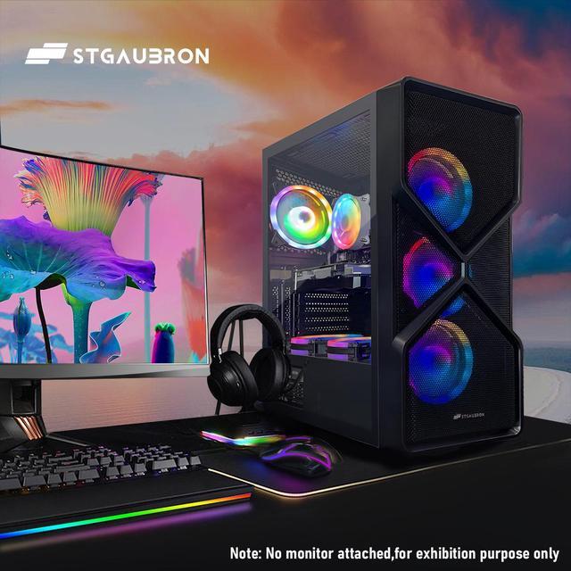STGAubron Gaming PC Computer Desktop GeForce RTX 2060 Super 8G Graphics Intel Core I7 8th Gen Up To 4.1GHz 16G DDR4 RAM 1TB SSD WiFi 6 & BT 5.2 RGB Fan X6 Windows 11 Home