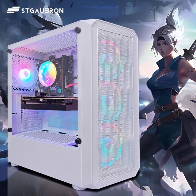 STGAubron Gaming PC Computer Desktop Intel Core I5-9400F Up To 4.3Ghz Radeon RX 590 8G Graphics 16G DDR4 RAM 1TB SSD WiFi 6 BT 5.2 RGB Fan X6 Windows 11 Home