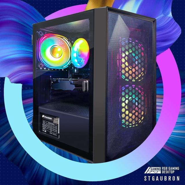 STGAubron Gaming PC Computer Desktop Intel Core I5-8600 Up To 4.3G AMD Radeon RX 550 4G 16GB DDR4 RAM 512GB SSD WiFi 6 5G Supported BT 5.2 RGB Fan X3 Windows 11 Home
