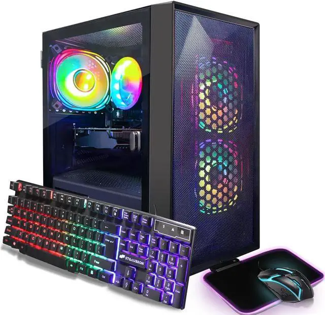 STGAubron Gaming PC Computer Desktop Intel Core i5-8600 up to 4.3G AMD Radeon RX 550 4G 16GB DDR4 RAM 512GB SSD WiFi 6 5G Supported BT 5.2 RGB Fan x3 Windows 11 Home