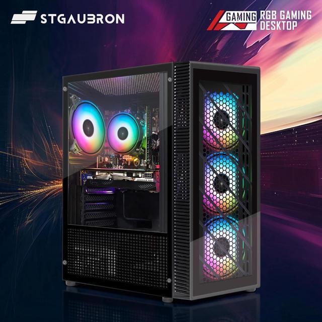 STGAubron Gaming PC Computer Desktop Intel Core I5-9400F Up To 4.1GHz Radeon RX 580 16G Graphics 16GB DDR4 RAM 1TB SSD 600M WiFi BT 5.0 RGB Fan X 4 Windows 11 Home