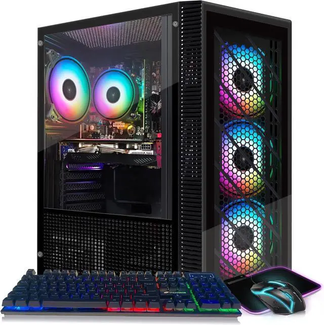 STGAubron Gaming PC Computer Desktop Intel Core i5-9400F up to 4.1GHz Radeon RX 580 16G Graphics 16GB DDR4 RAM 1TB SSD 600M WiFi BT 5.0 RGB Fan x 4 Windows 11 Home