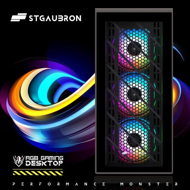 STGAubron Gaming PC Computer Desktop Intel Core I7 8th Gen Up To 4.1Ghz Radeon RX 590 8G Graphics 32G DDR4 RAM 1TB SSD WiFi 6 BT 5.2 RGB Fan X4 Windows 11 Home