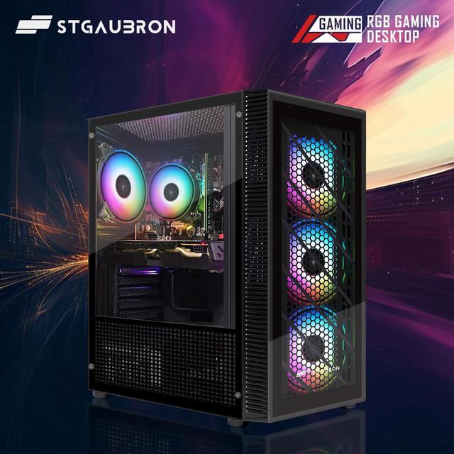 STGAubron Gaming PC Computer Desktop Intel Core I7 8th Gen Up To 4.1Ghz Radeon RX 590 8G Graphics 32G DDR4 RAM 1TB SSD WiFi 6 BT 5.2 RGB Fan X4 Windows 11 Home