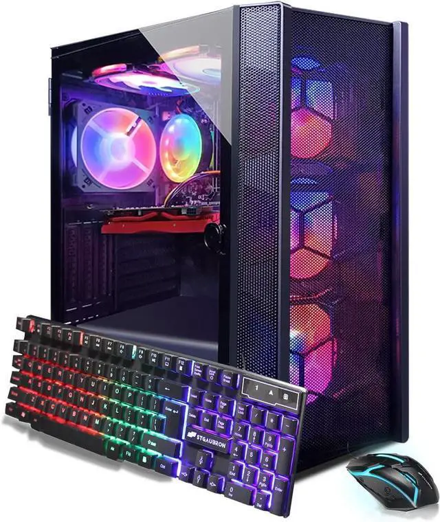 STGAubron Gaming PC Computer Desktop Intel Core i7 8th Gen up to 4.1G GeForce RTX 3060 12G 32G DDR4 1T SSD WiFi 6 BT 5.2 RGB Fan x6 Windows 11 Home