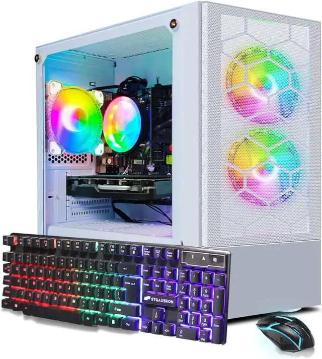 STGAubron Gaming PC Computer Desktop Intel Core i7 8th Gen up to 4.1G Radeon RX 470 8G Graphics 16G DDR4 RAM 512G SSD WiFi 6 BT 5.2 RGB Fan x3 Windows 11 Home