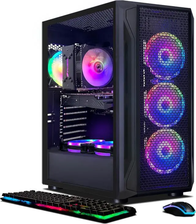 STGAubron Gaming PC Computer Desktop Intel Core i7-12800HX up to 4.8GHz GeForce RTX 3050 6G Graphics 16G DDR5 RAM 1TB SSD WiFi 6 BT 5.2 RGB Fan x4 Windows 11 Home