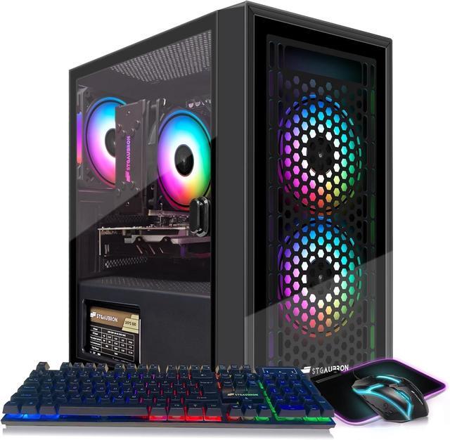 STGAubron Gaming PC Computer Desktop Radeon RX 560 4GB Intel I7 Xeon E5 Up To 3.0GHz 16GB RAM 512GB SSD WiFi BT 5.0 RGB Fan X3 Windows 10 Home For Gamer Streaming