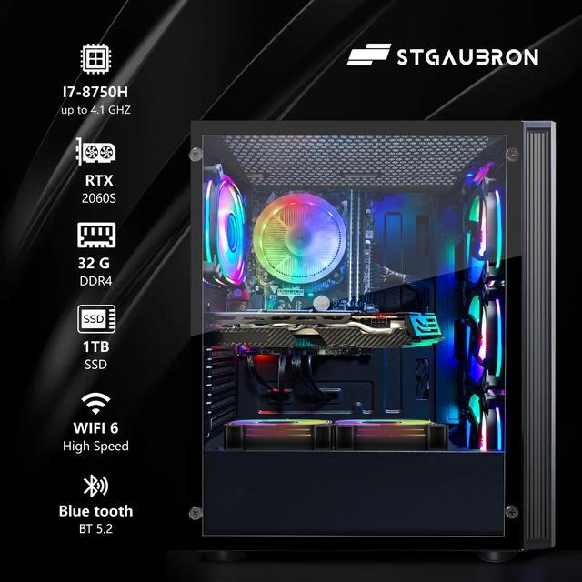 STGAubron Gaming PC Desktop 8th Gen Intel Core I7 Up To 4.1G GeForce RTX 3050 6G 32GB DDR4 1T SSD WiFi 6 & BT 5.2 RGB Fan X6 Windows 11 Home