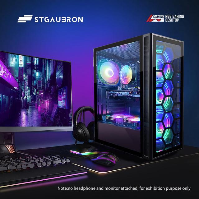 STGAubron Gaming PC Desktop 8th Gen Intel Core I7 Up To 4.1G GeForce RTX 3050 6G 32GB DDR4 1T SSD WiFi 6 & BT 5.2 RGB Fan X6 Windows 11 Home