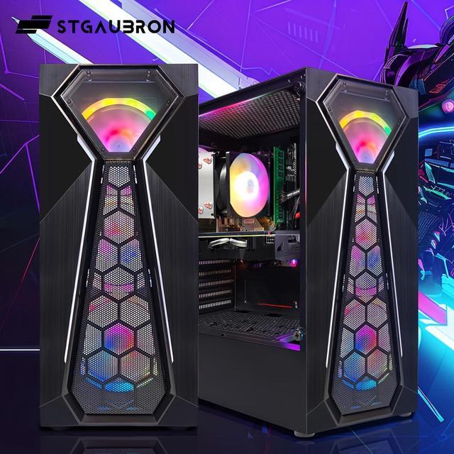 STGAubron Gaming PC Desktop Computer AMD Ryzen 3 3200G 3.6 GHz Radeon RX 580 8G GDDR5 16G RAM 512G SSD 600M WiFi BT 5.0 RGB Fan X 4 Windows 11 Home