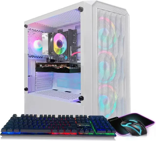 STGAubron Gaming PC Desktop Computer AMD Ryzen 3 3200G 3.6 GHz AMD Radeon RX 580 8G GDDR5 16GB DDR4 RAM 1TB SSD 600M WiFi BT 5.0 RGB Fan x 4 Windows 11 Home