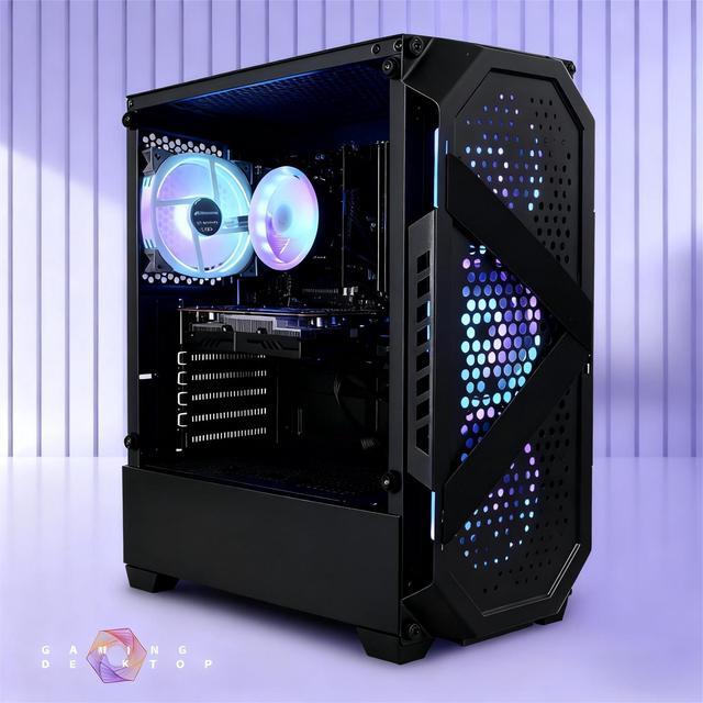 STGAubron Gaming PC Desktop Computer AMD Ryzen 5 5500 Up To 4.2Ghz AMD Radeon RX 6500 4G Graphics 16GB DDR4 RAM 512GB SSD WiFi 6 BT 5.2 RGB Fan X4 Windows 11 Home