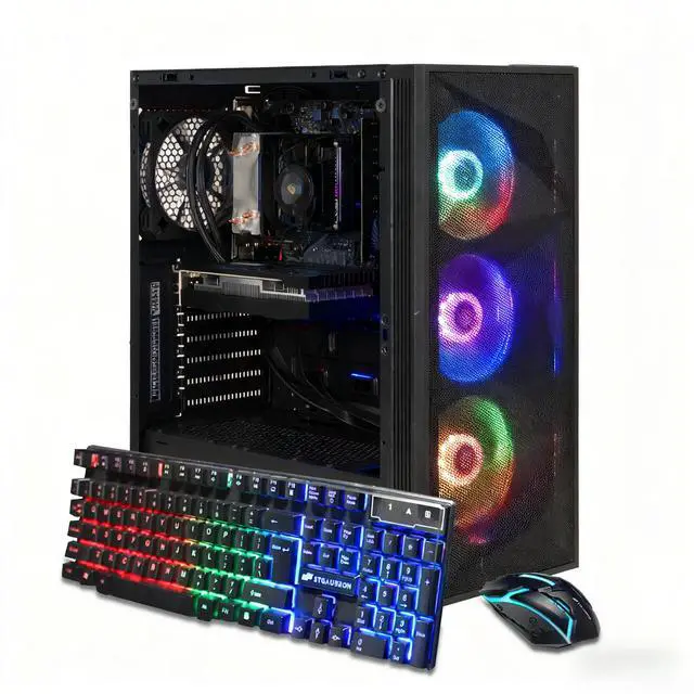 STGAubron Gaming PC Desktop Computer AMD Ryzen 7 5700X up to 4.6Ghz GeForce RTX 3050 6G Graphics 16GB DDR4 RAM 1TB SSD WiFi 6 & BT 5.2 RGB Fan x4 Windows 11 Home