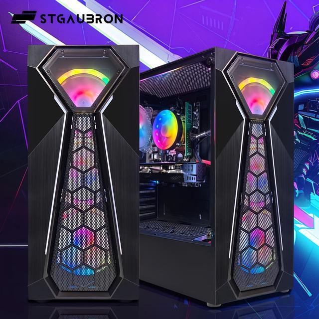 STGAubron Gaming PC Desktop Computer Intel Core I5-9400F Up To 4.1GHz AMD Radeon RX 580 16G 16GB DDR4 RAM 512GB SSD 600M WiFi BT 5.0 RGB Fan X4 Windows 11 Home