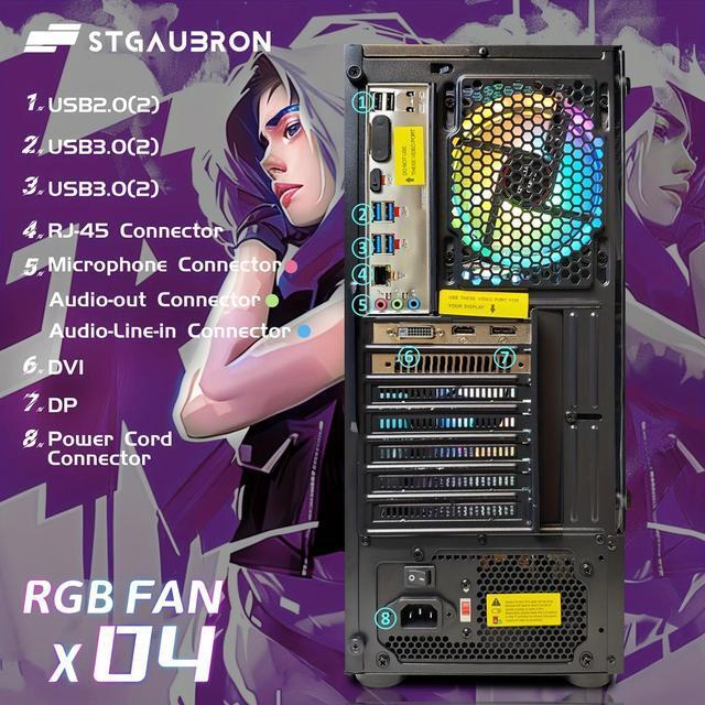 STGAubron Gaming PC Desktop Computer Intel Core I5-9400F Up To 4.1GHz AMD Radeon RX 580 16G 16GB DDR4 RAM 512GB SSD 600M WiFi BT 5.0 RGB Fan X4 Windows 11 Home