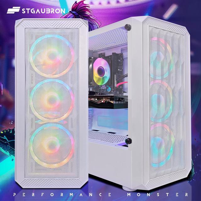 STGAubron Gaming PC Desktop Radeon RX 580 16G Graphics AMD Ryzen 5 2600 Up To 3.9GHz 16G DDR4 RAM 512G SSD WIN11H