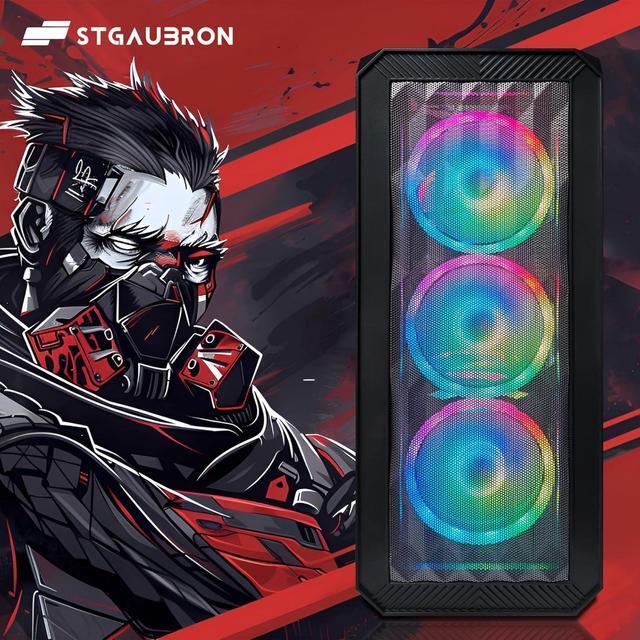 STGAubron Gaming PC Desktop Radeon RX 590 8G GDDR5 AMD Athlon 3000G 3.5Ghz 16GB DDR4 RAM 512GB SSD 600M WiFi BT 5.0 RGB Fan X4 Windows 11 Home