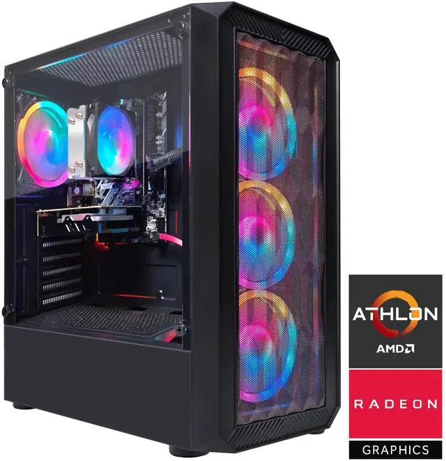 STGAubron Gaming PC Desktop Radeon RX 590 8G GDDR5 AMD Athlon 3000G 3.5Ghz 16GB DDR4 RAM 512GB SSD 600M WiFi BT 5.0 RGB Fan x4 Windows 11 Home