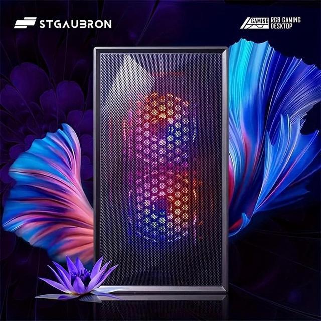 STGAubron Prebuilt Gaming PC Desktop Radeon RX 550 4G GDDR5 Graphics Intel Core I5 Up To 3.7GHz 16G RAM 512G SSD WiFi 6 BT 5.2 RGB Fan X2 Windows 11 Home
