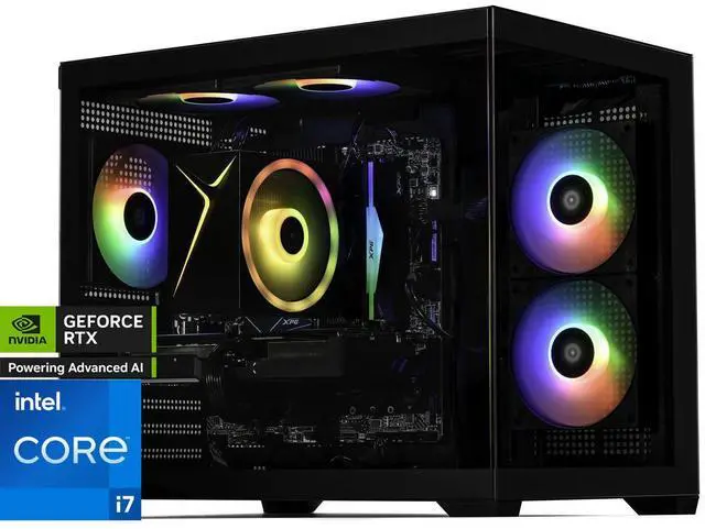 STORMCRAFT Gaming PC Intel SIRIUS Core i7-14700F NVIDIA GeForce RTX 5060- AI Powered 32GB (16Gx2) DDR5 RGB 6000MHz 2TB NVMe SSD 650W PSU Windows 11 Home - SI1470FCC-560N1