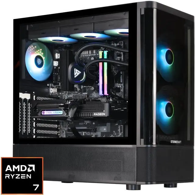 STORMCRAFT Gaming PC SKYHAWK PRO AMD Ryzen 7 7800X3D Radeon RX 9070 XT 16GB – AI Powered 32GB DDR5 6000MHz RGB 2TB NVMe SSD 360mm AIO 850W Gold PSU Windows 11 Home - SP780XDCC-97BN1
